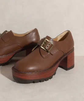 Brown Buckled Platform Loafers