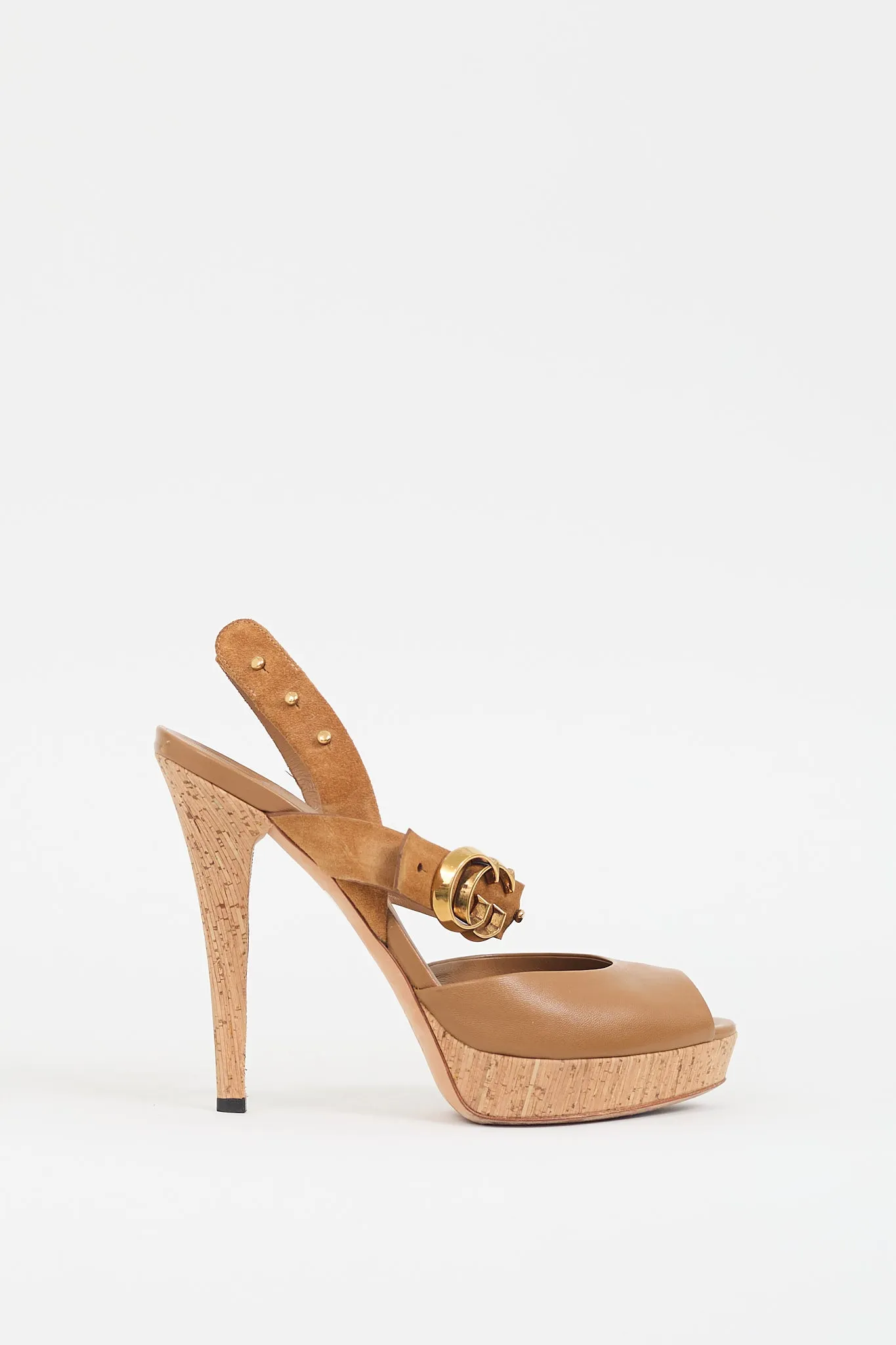 Brown Double GG Platform Heel