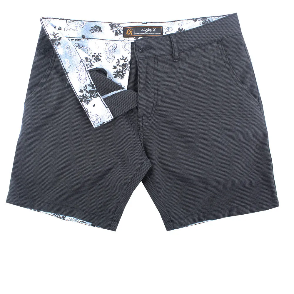 Brown Grey Slim Fit Textured Shorts