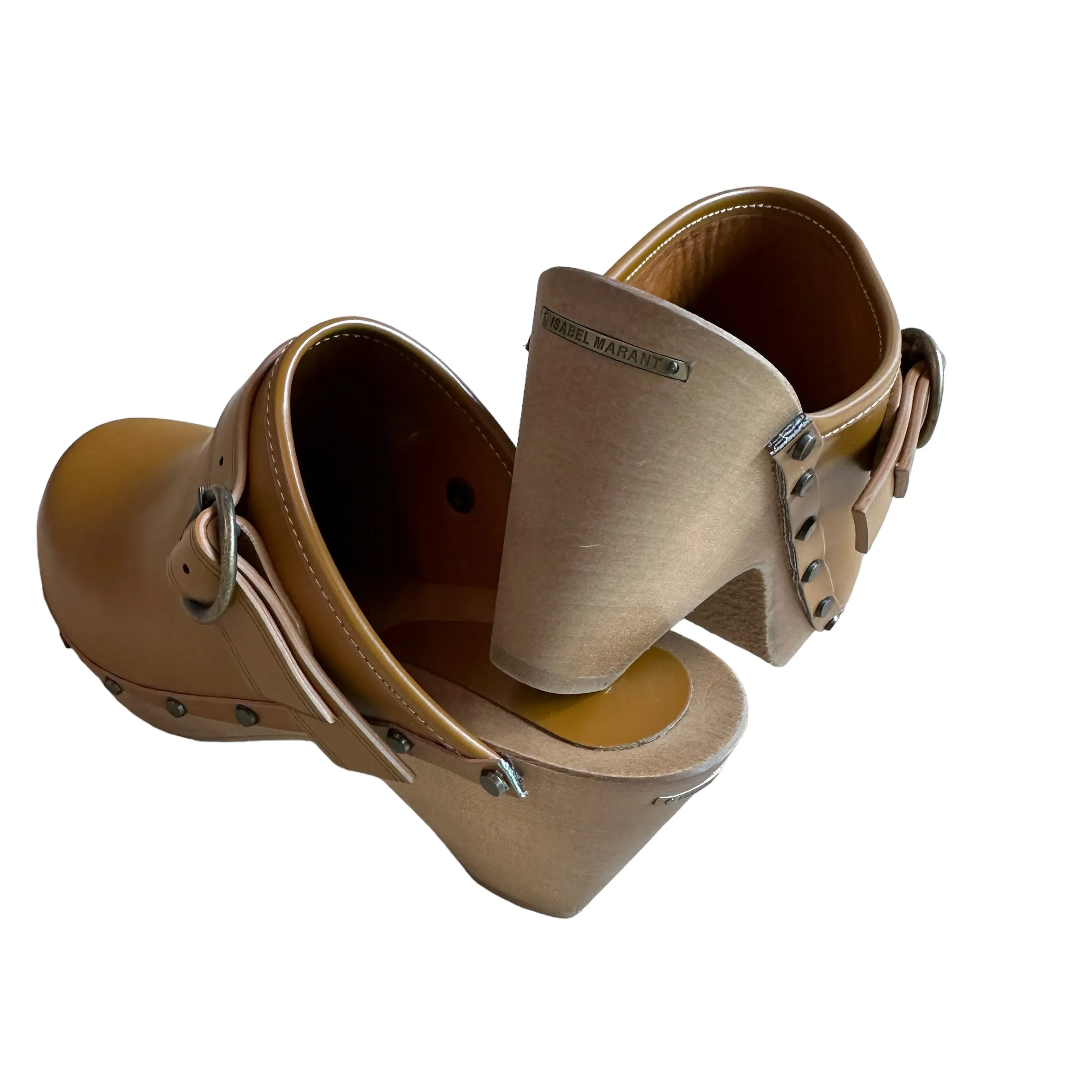 Brown Leather Clogs - 8