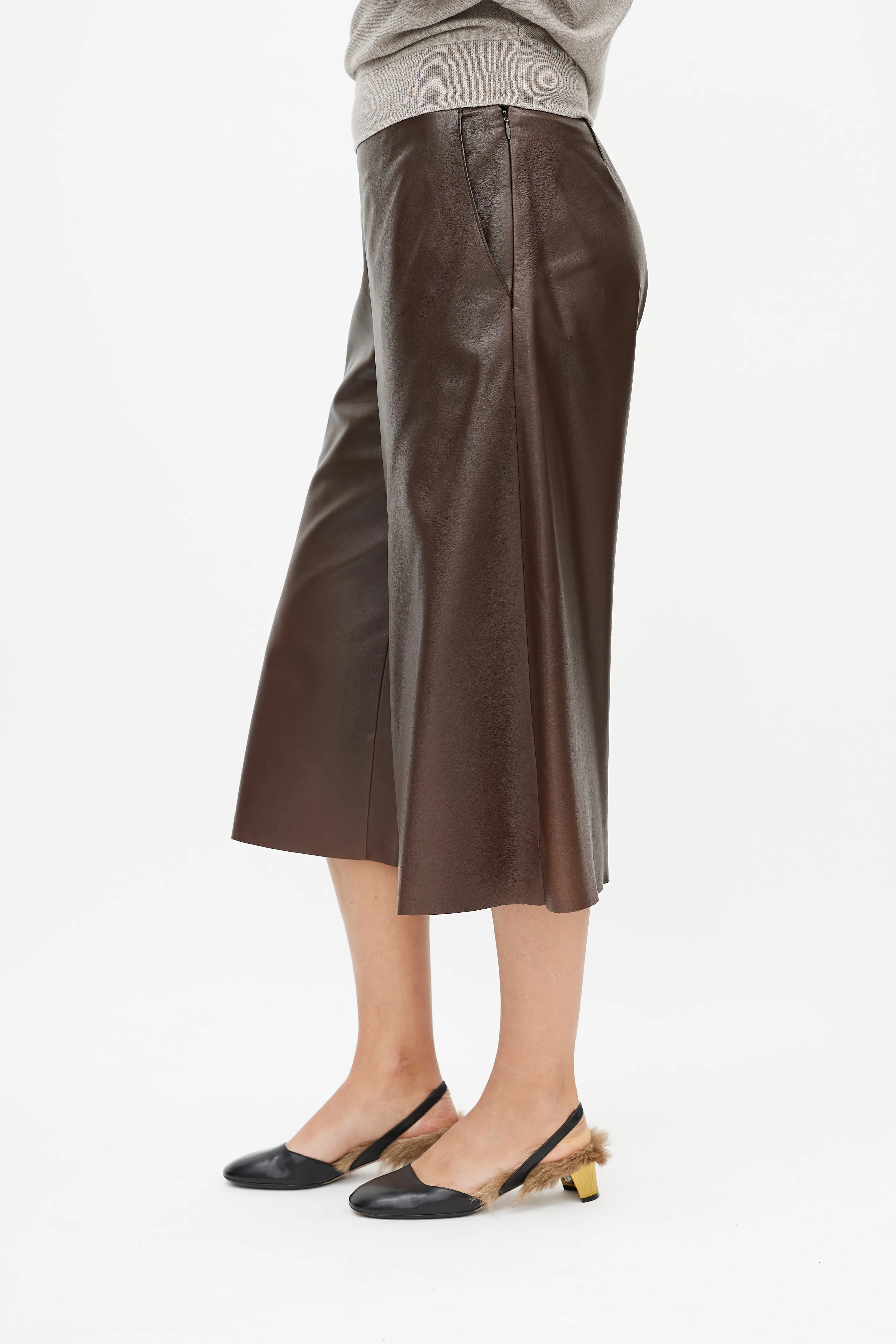 Brown Leather Culotte