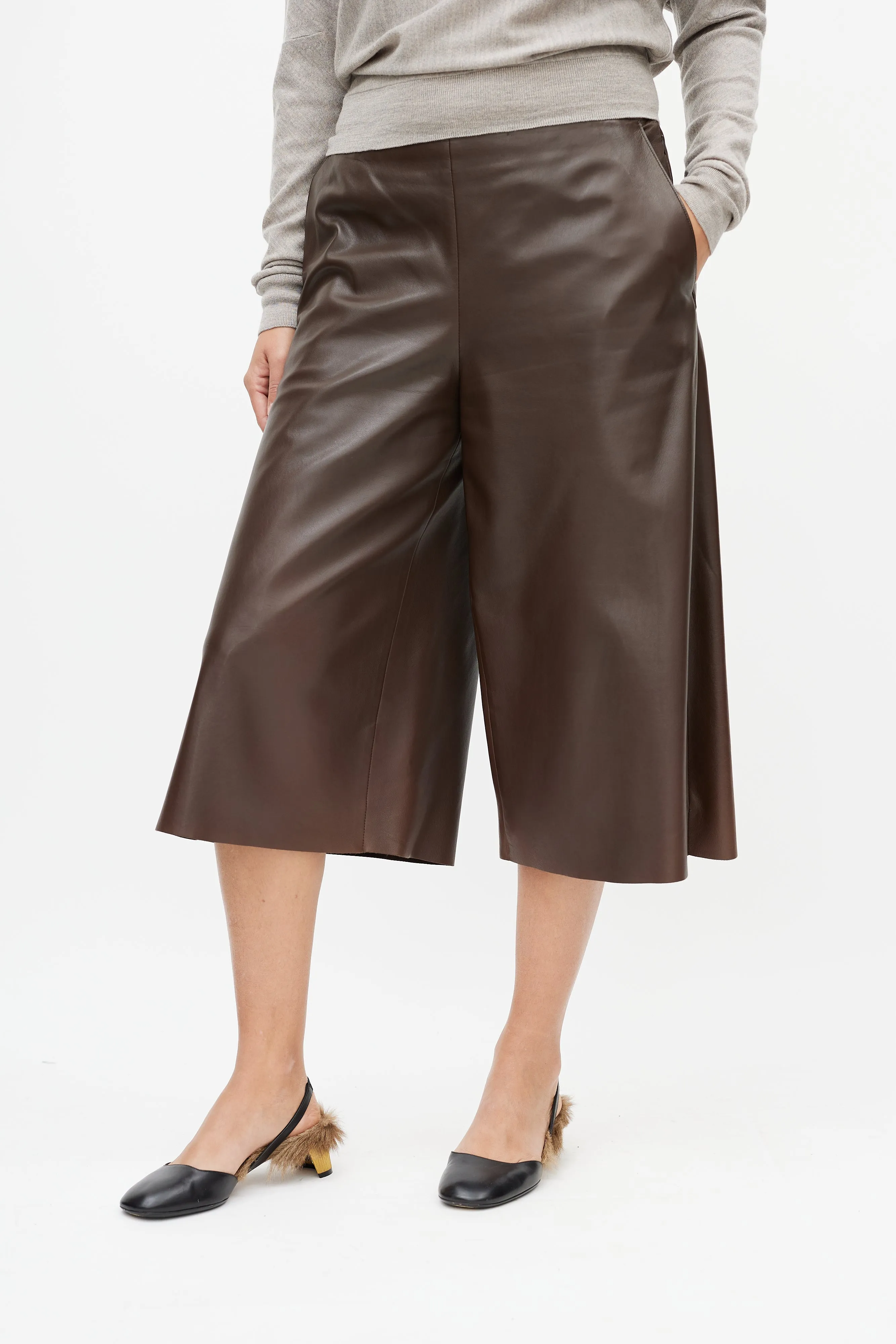 Brown Leather Culotte