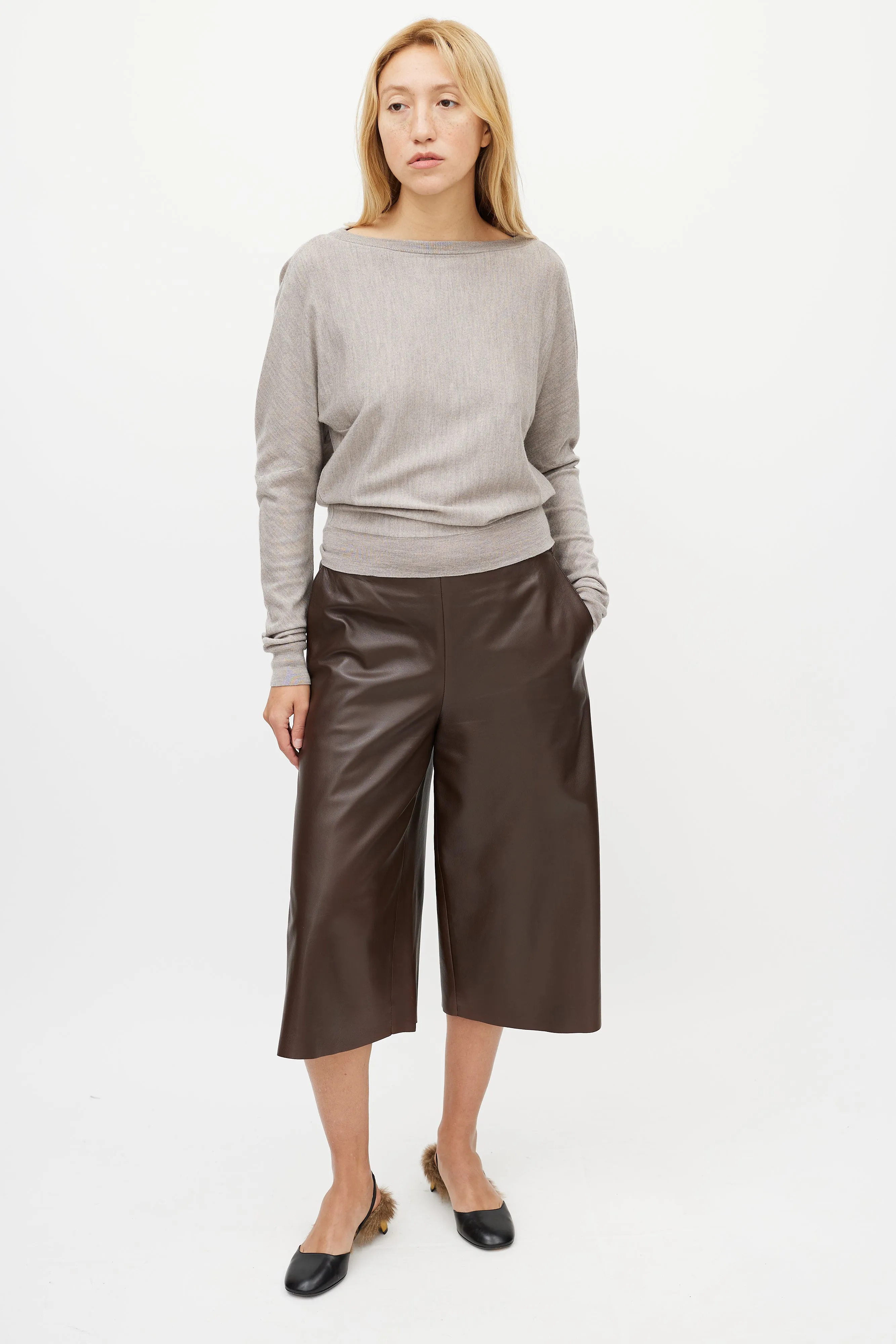 Brown Leather Culotte