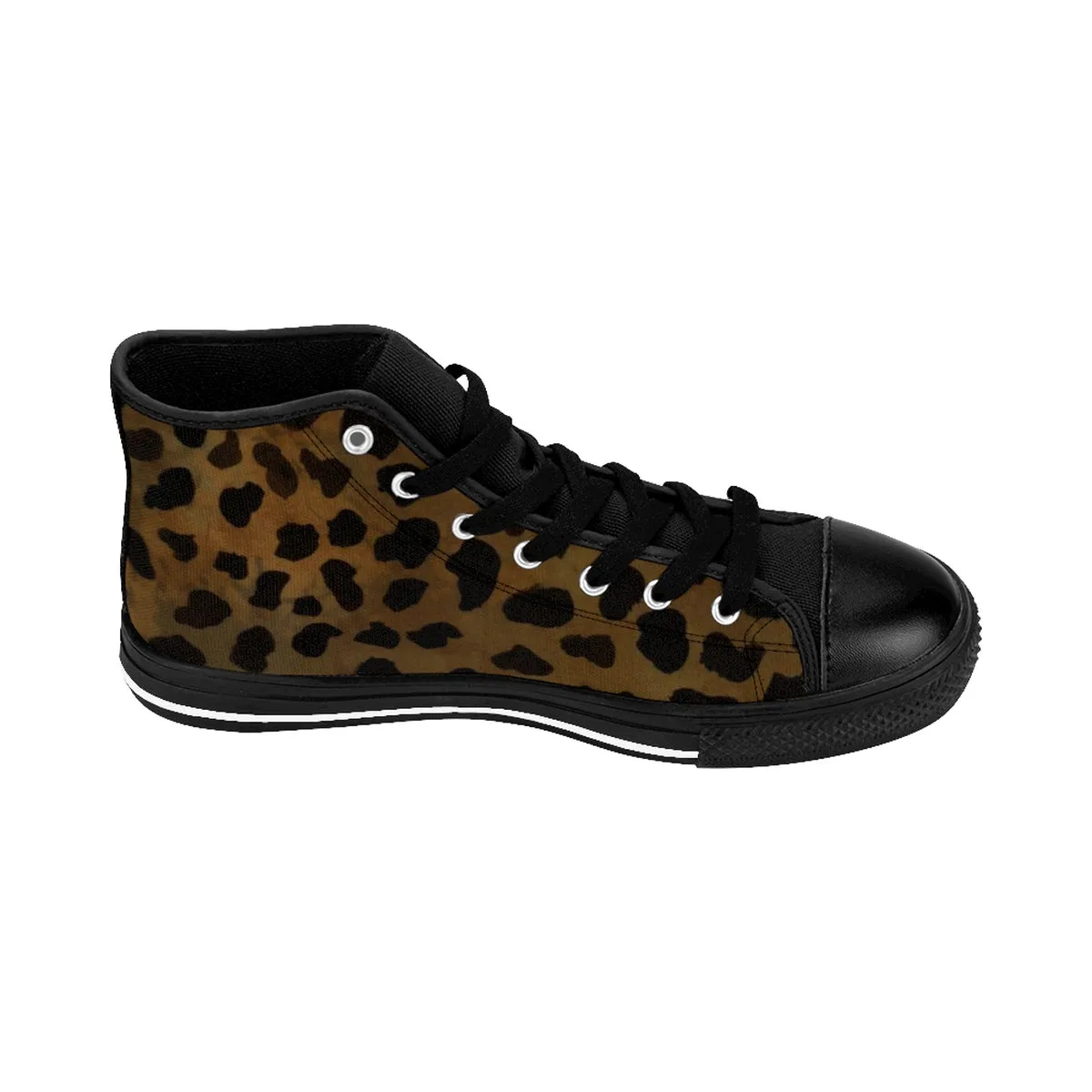 Brown Leopard Print Men's Sneakers, Best Designer High-top Fashion Lace Up Fashion Tennis Shoes