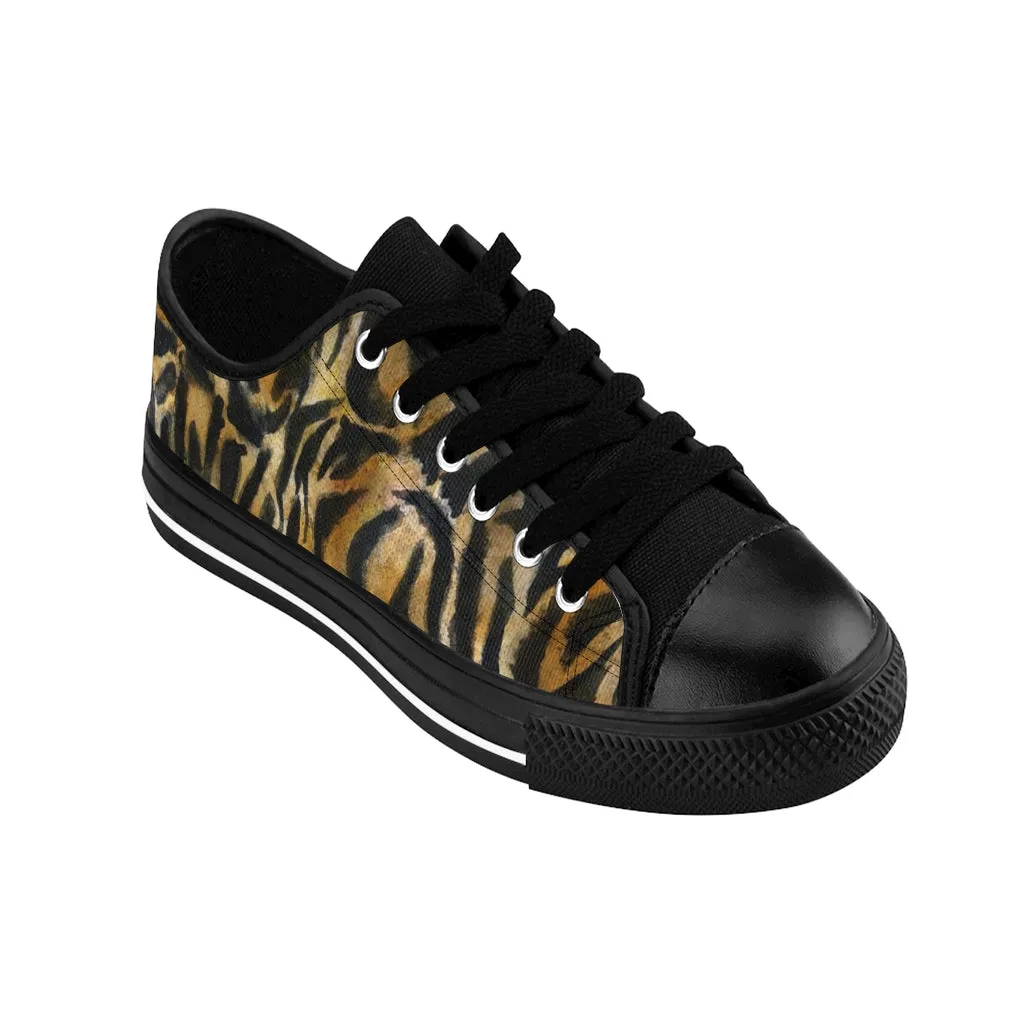 Brown Leopard Print Women's Sneakers, Brown Animal Print Fashion Tennis Canvas Shoes For Ladies