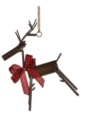 Brown Metal Reindeer Ornament