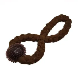 Brown Pet Double Rope & Tug Toy with Sensory Spikey Ball