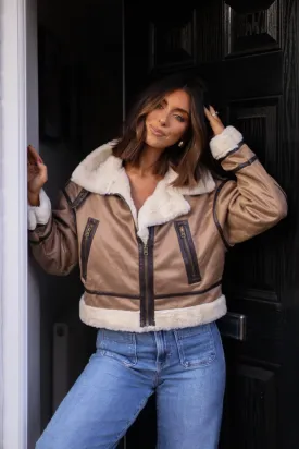 Brown Sherpa Lined Suede Jacket