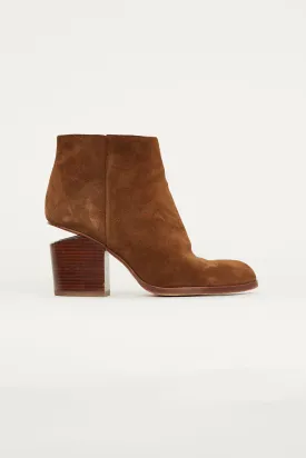 Brown Suede Cut Out Heel Boot