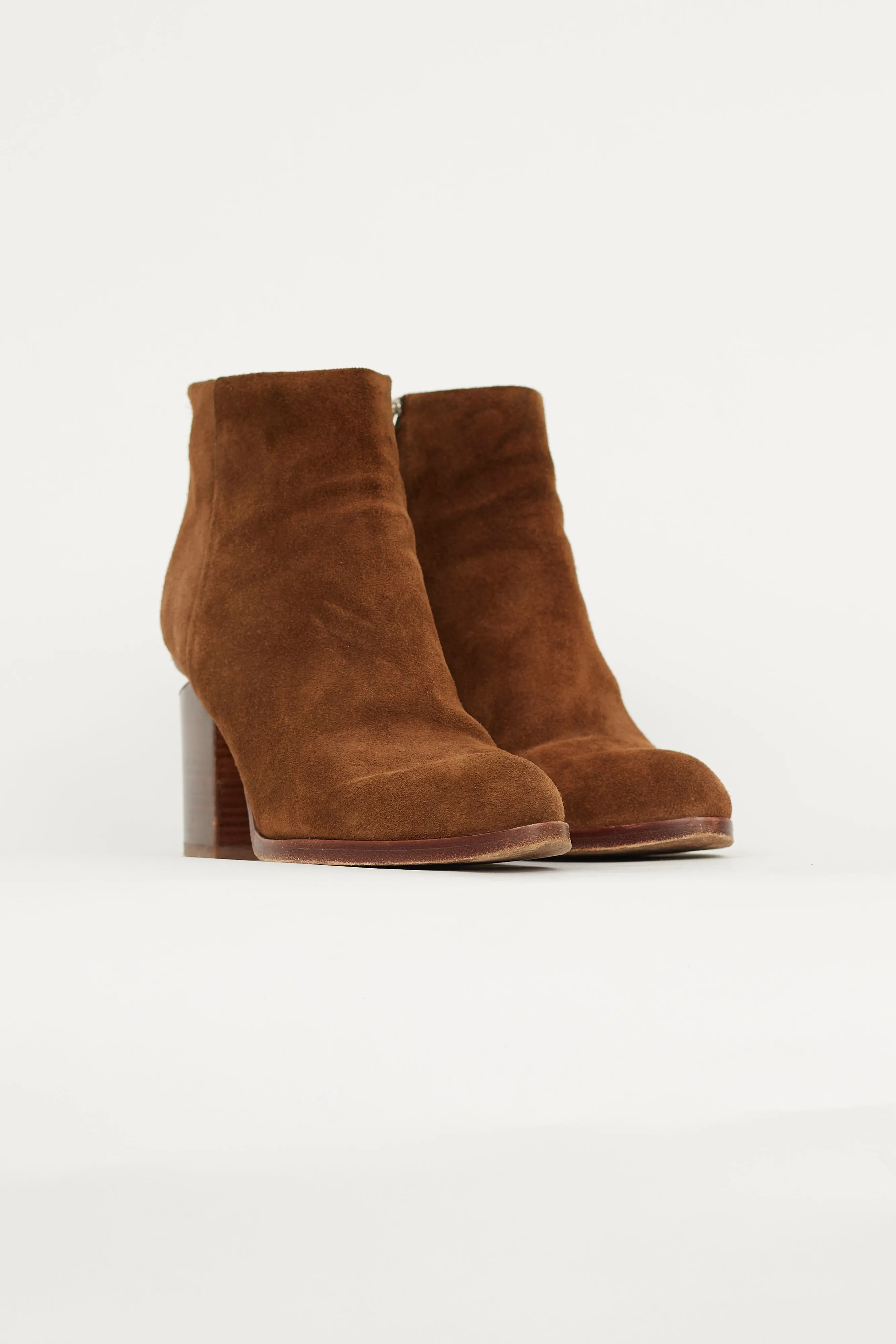 Brown Suede Cut Out Heel Boot