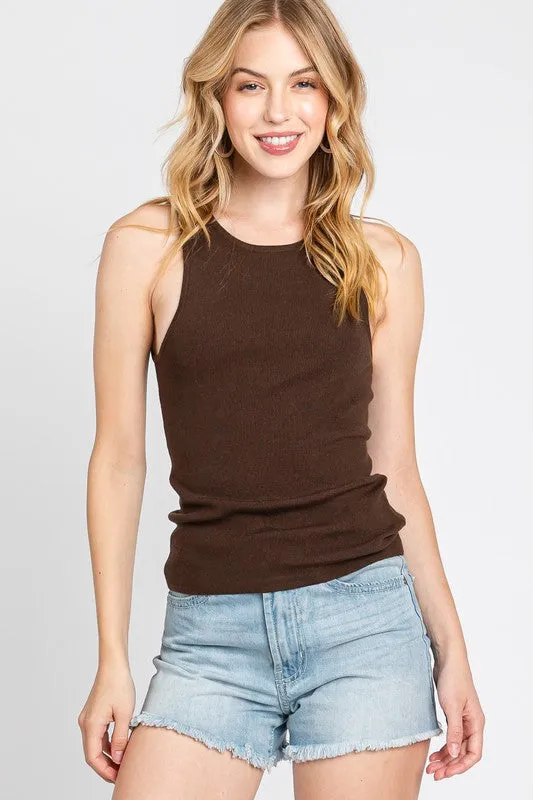 BROWN SWEATER TANK TOP