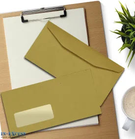 Brown Windowed Envelopes Gummed DL Pack of 50