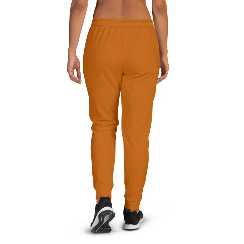 Brown Women's Joggers, Solid Color Premium Slim Fit Soft Lightweight Sweatpants-Made in EU