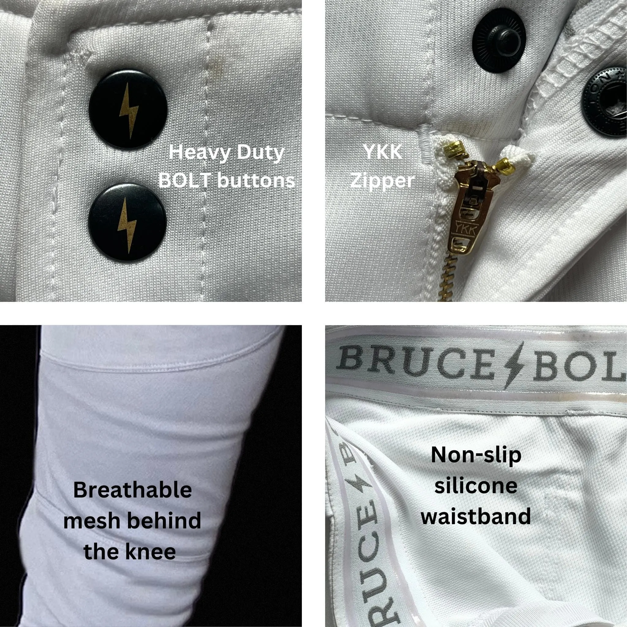 BRUCE BOLT Premium Pro Baseball Knicker - WHITE