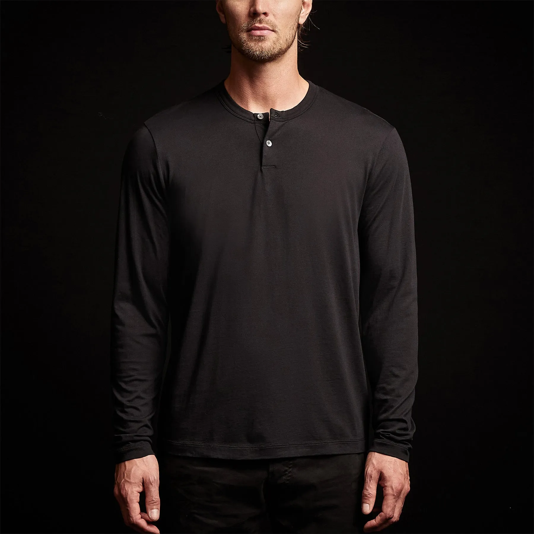 Brushed Lotus Henley - Black