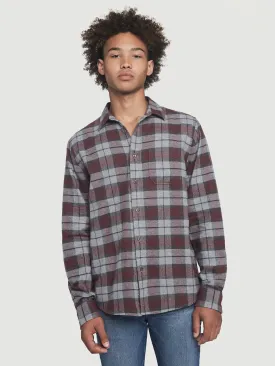 Brushed Plaid Shirt -- Burgundy Multi