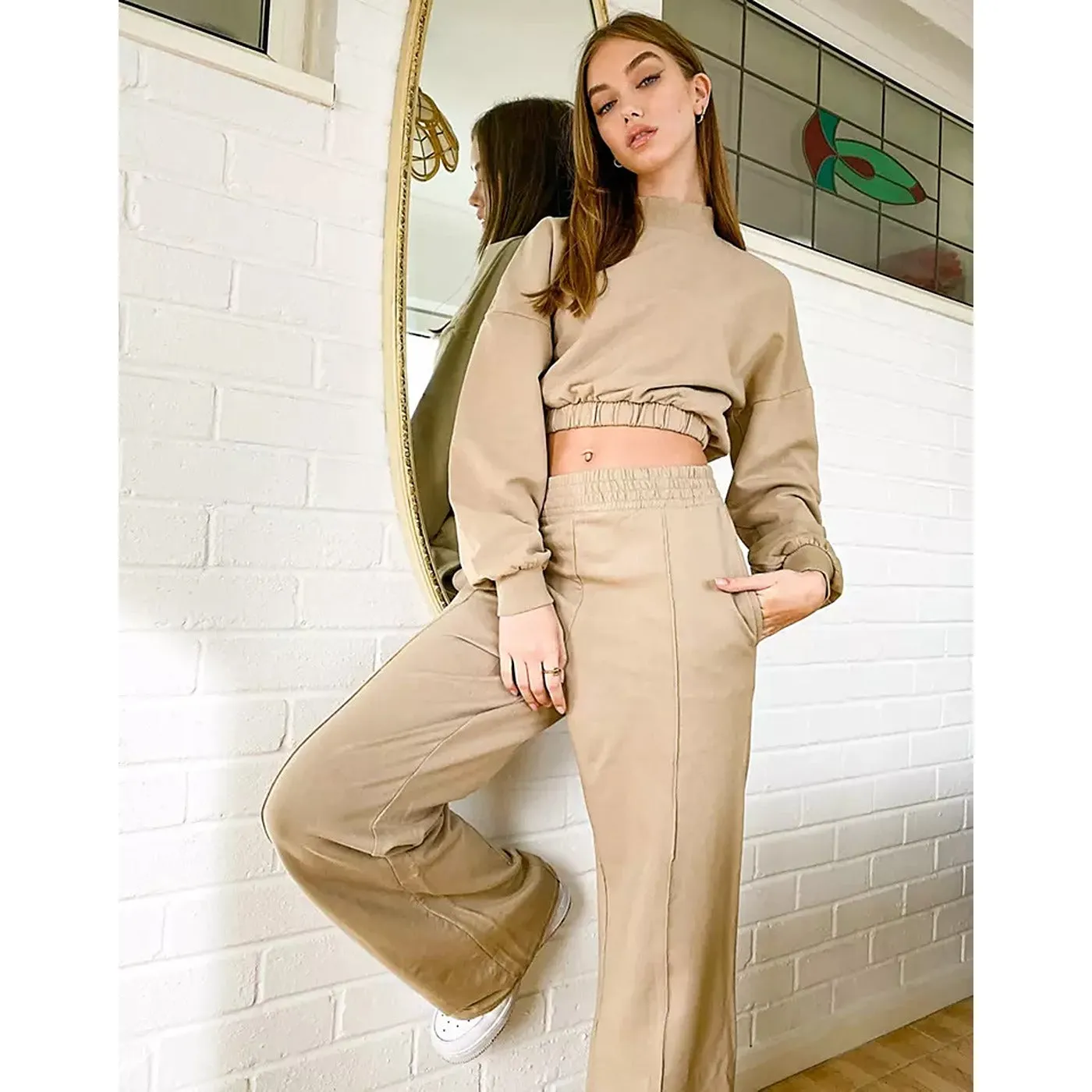 BSK Wide Leg Beige Trousers