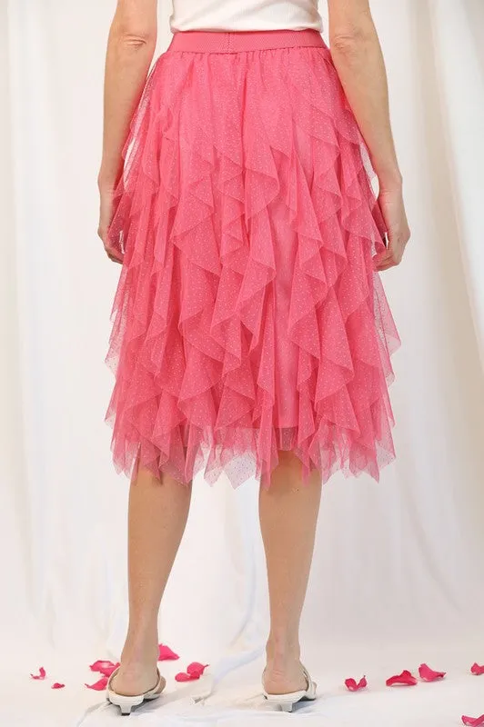 Bubblegum Embellished Tulle Layered Midi Skirts