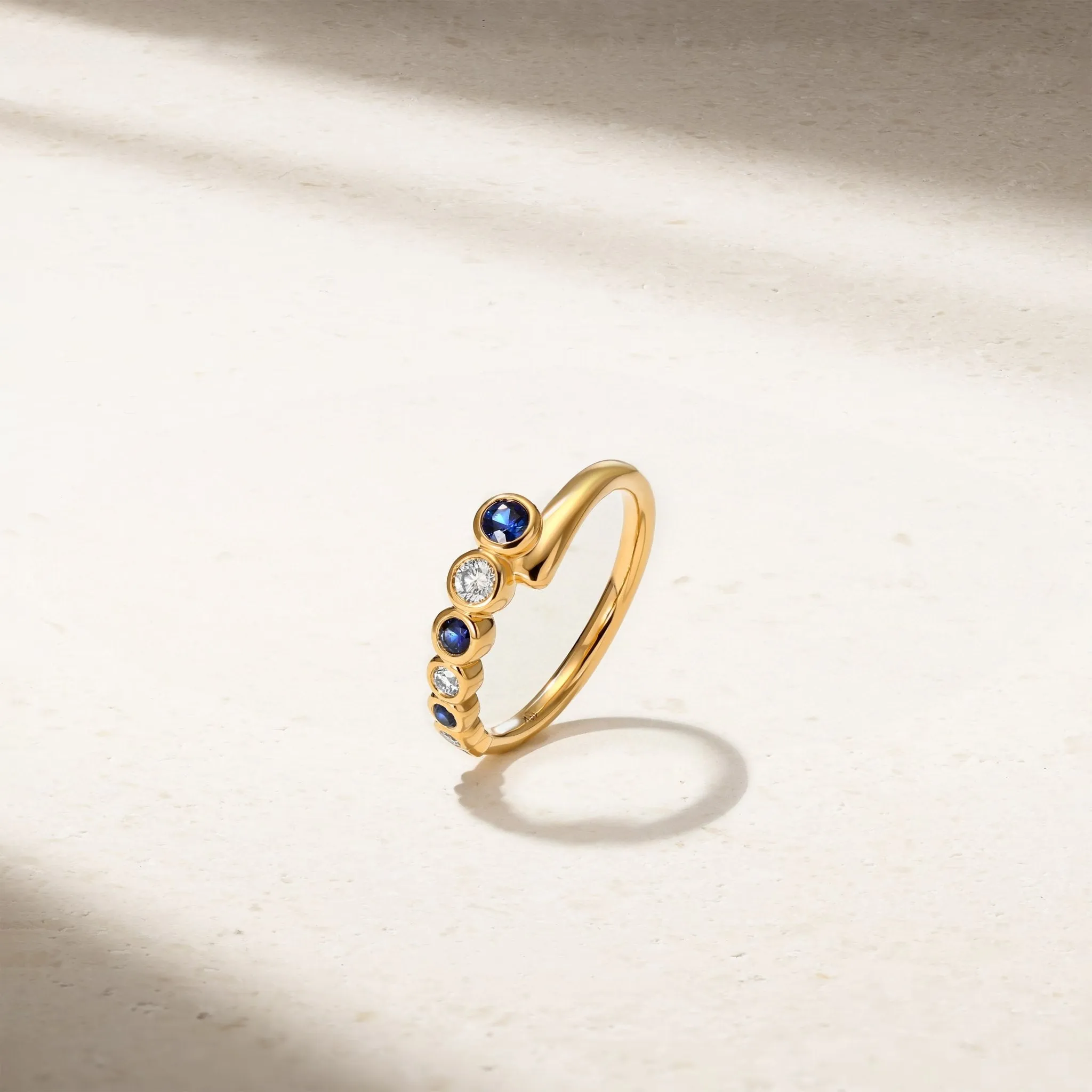 Bubbly Coil Sapphire and Diamond Ring