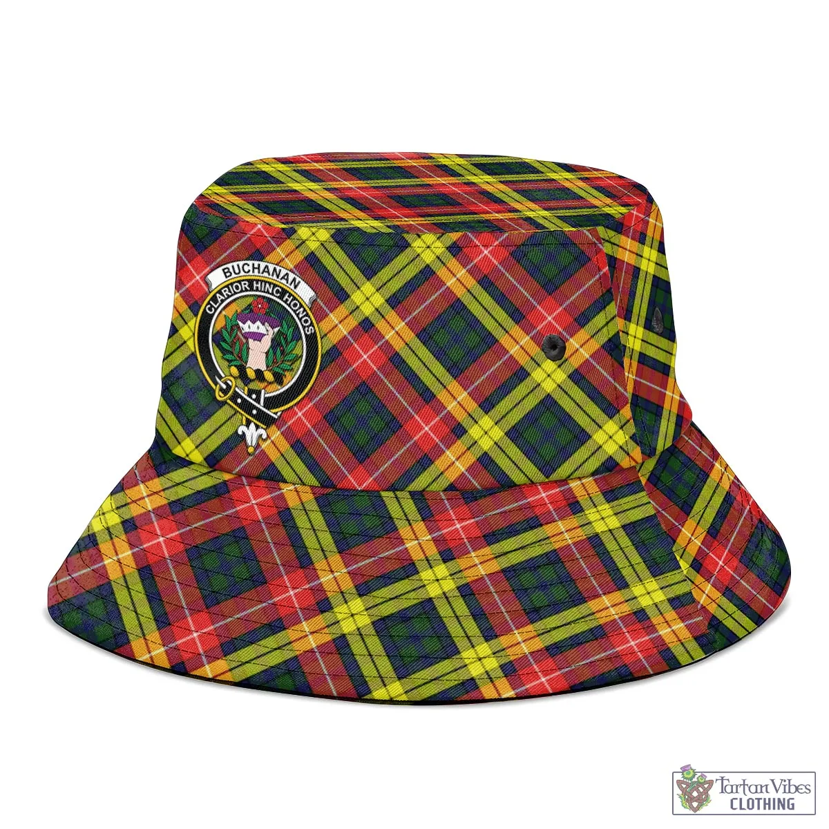 Buchanan Modern Tartan Bucket Hat with Family Crest