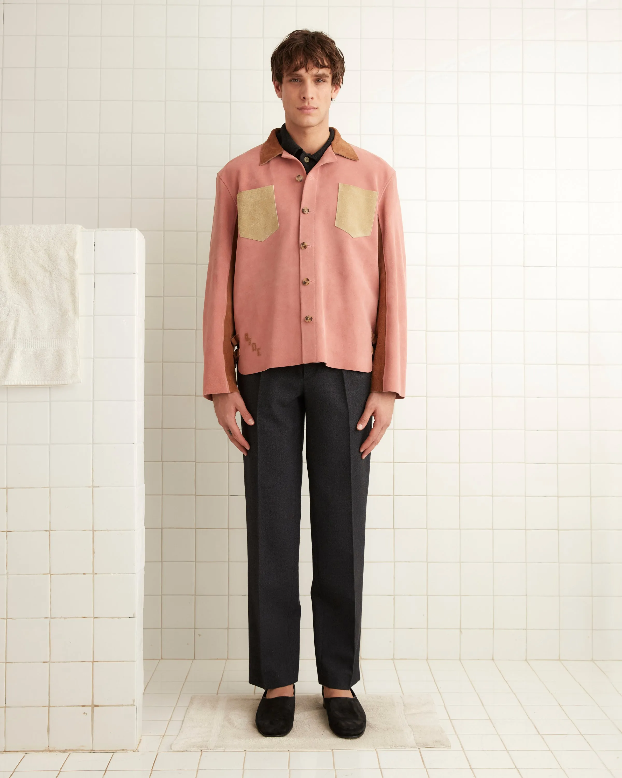 Buckled Multi-Suede Work Shirt - Pink