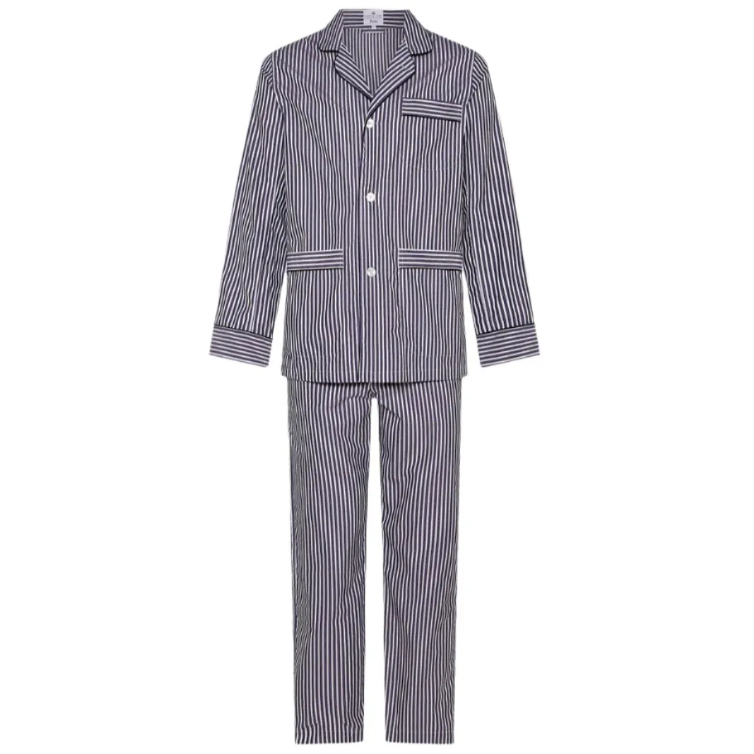 Budd x Kirby Allison Budd Stripe 100% Cotton Pajamas, Navy