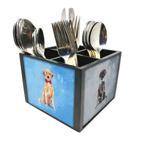 Budget Friendly Cutlery Holder -  Cute Hipster Lab Dogs