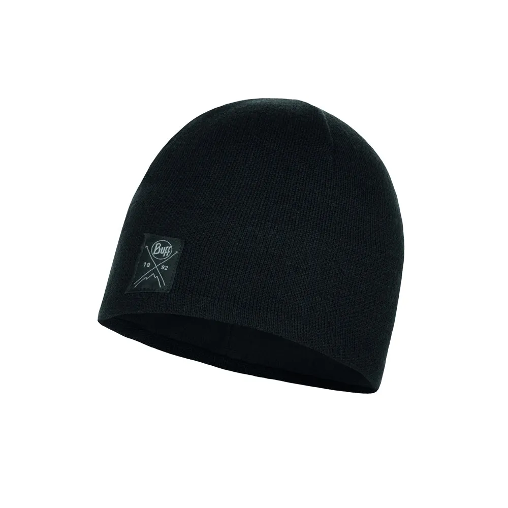 Buff Knitted & Polar Hat Solid Black muts