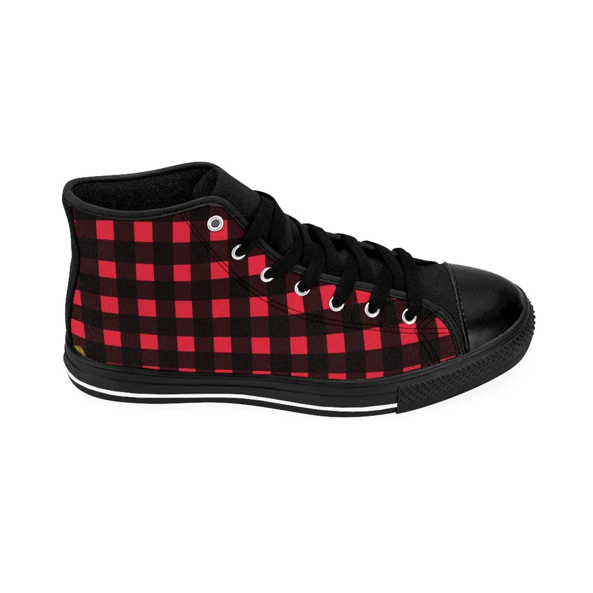 Buffalo Red Men's Sneakers, Plaid Print High-top Sneakers Running Shoes(US Size: 6-14)