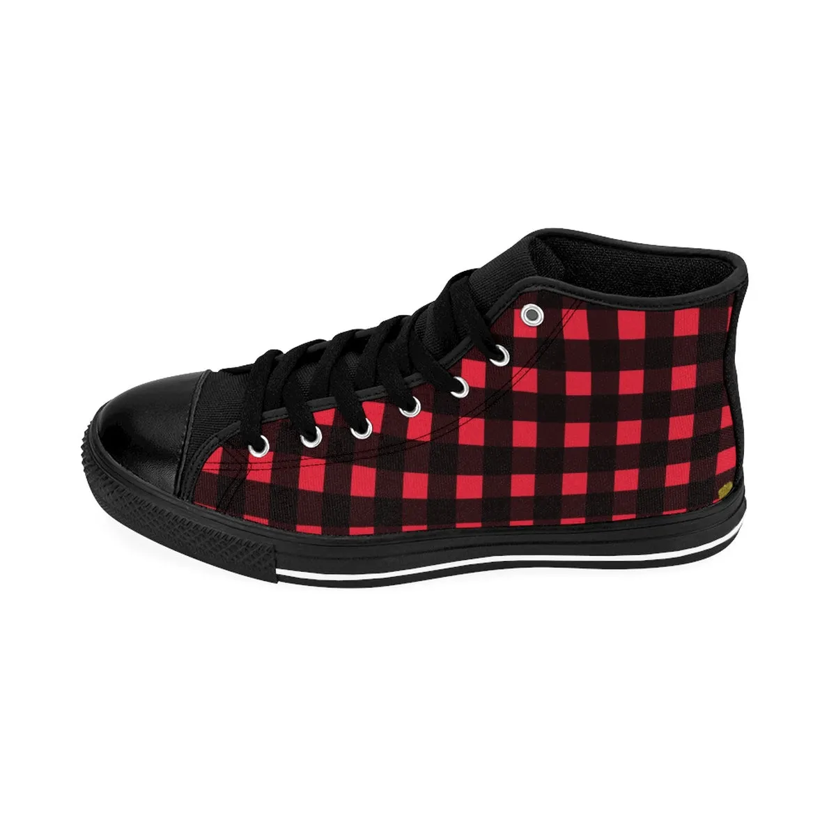 Buffalo Red Men's Sneakers, Plaid Print High-top Sneakers Running Shoes(US Size: 6-14)