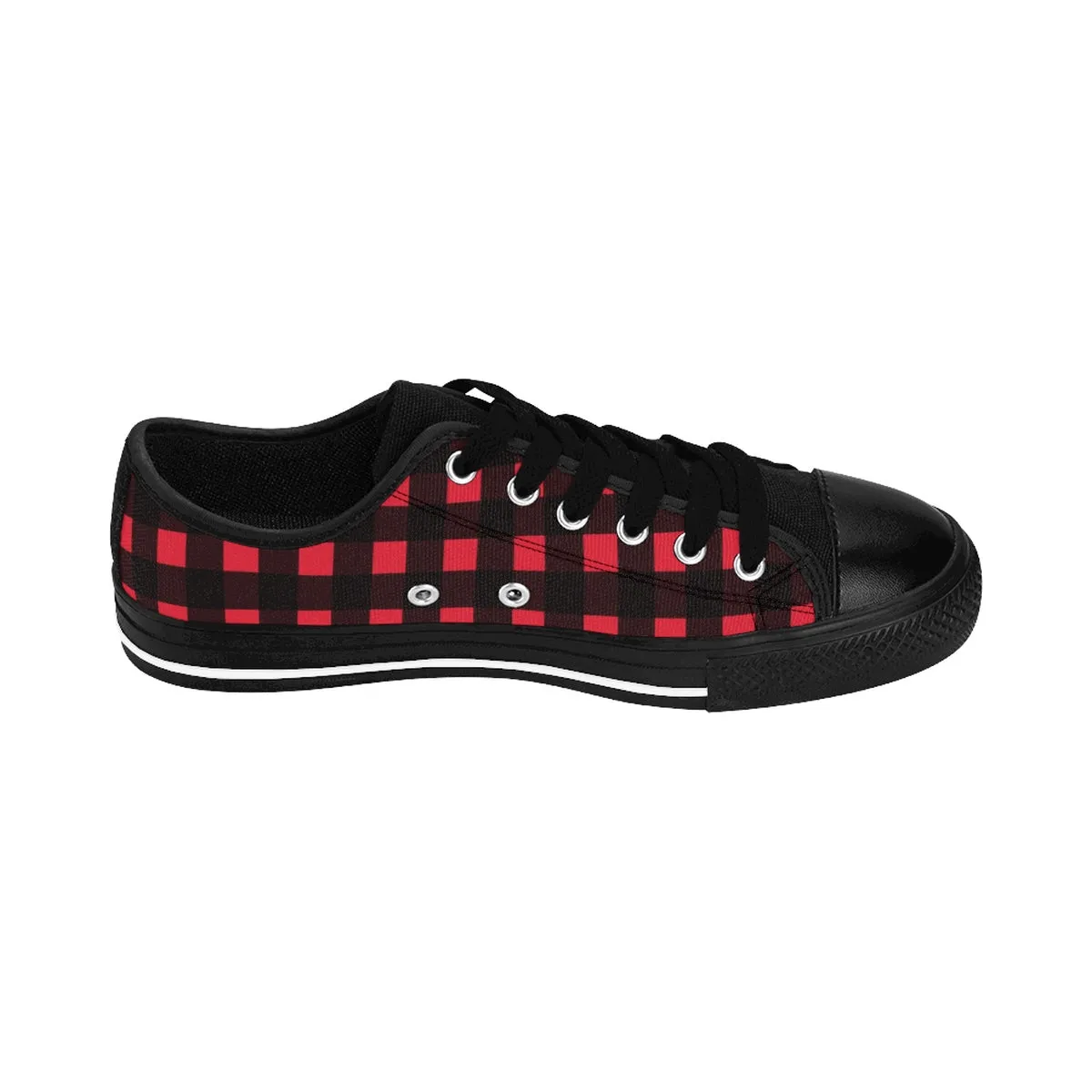 Buffalo Red Women's Sneakers, Designer Plaid Print Women's Casual Running Tennis Shoes