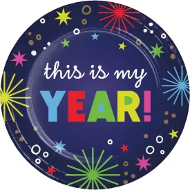 Bulk Beaming New Year 6.75 Inch Paper Dessert Plate (96 per Case)