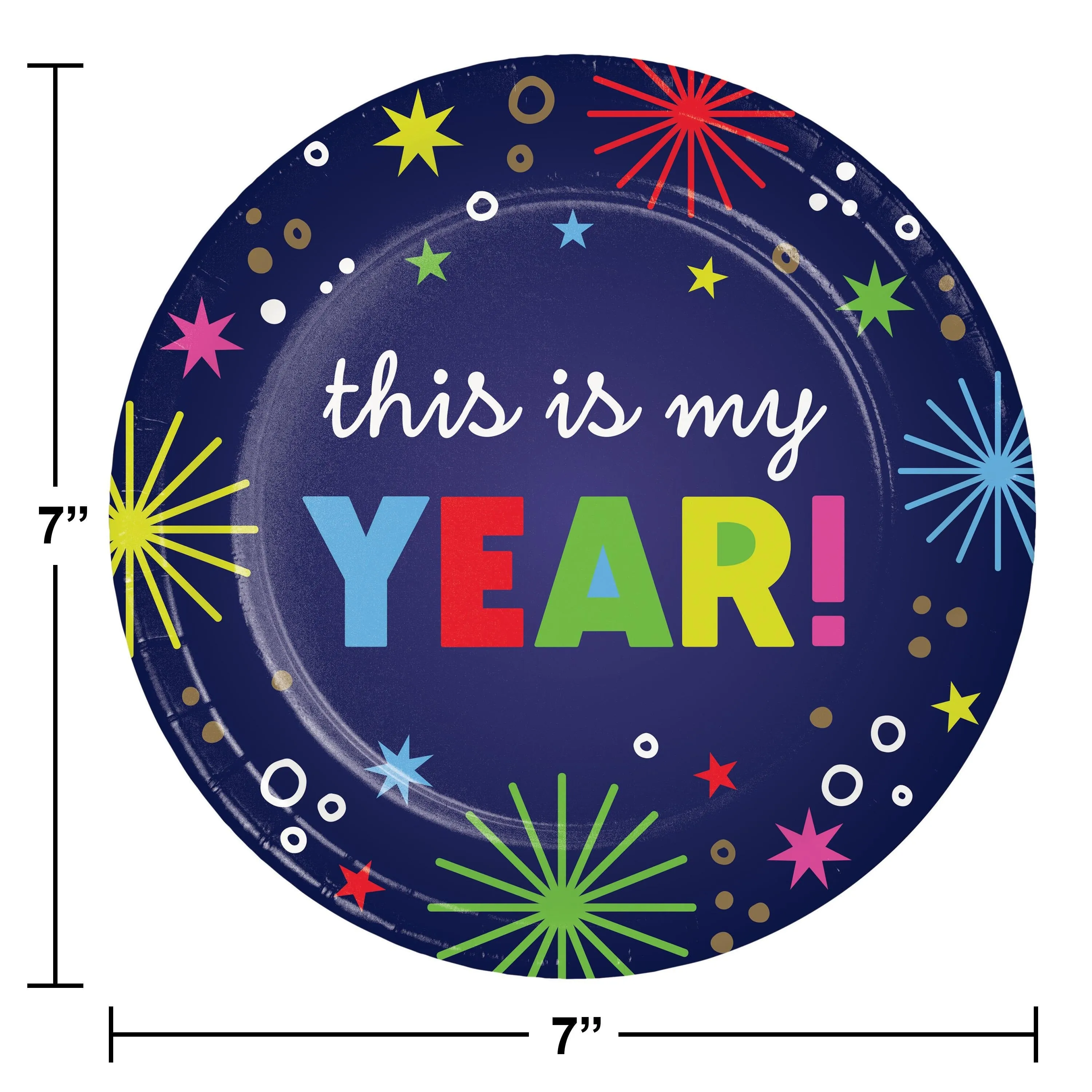 Bulk Beaming New Year 6.75 Inch Paper Dessert Plate (96 per Case)