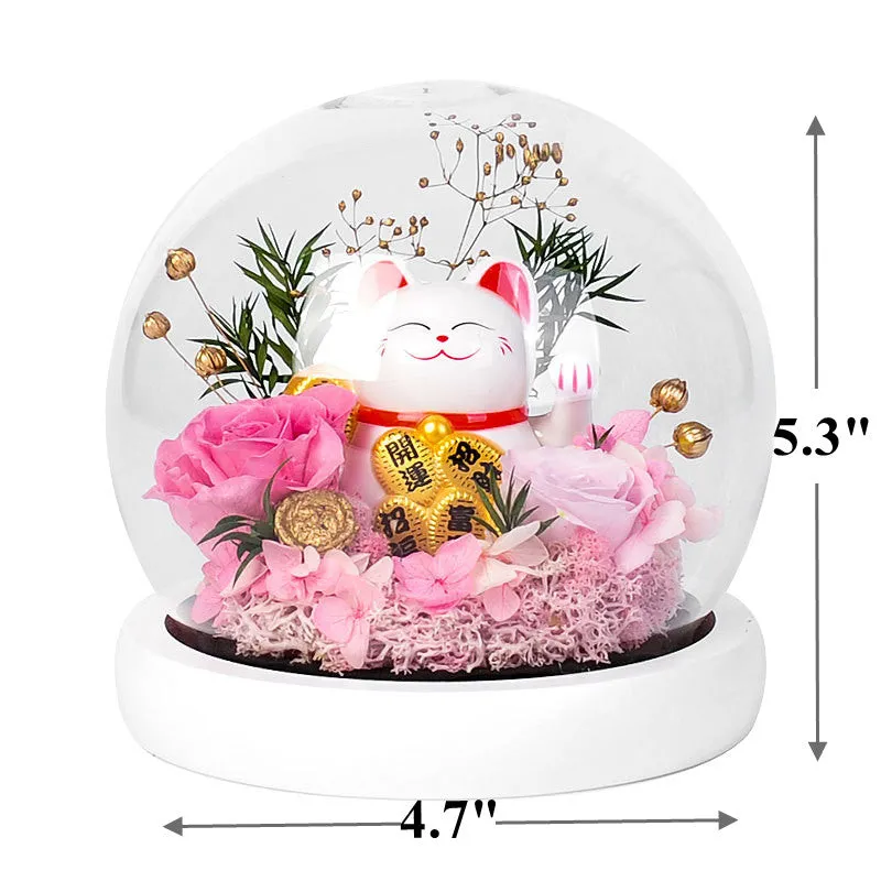 Bulk Maneki Neko Lucky Cat Preserved Flower Gifts Wholesale