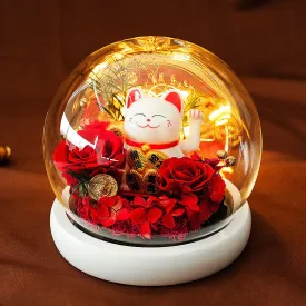 Bulk Maneki Neko Lucky Cat Preserved Flower Gifts Wholesale