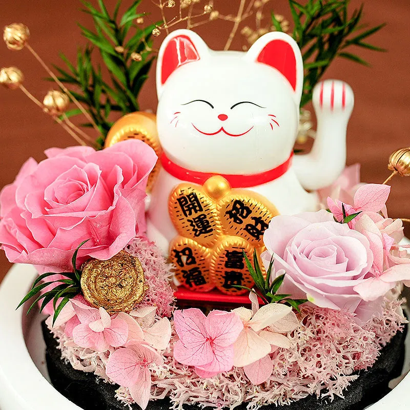 Bulk Maneki Neko Lucky Cat Preserved Flower Gifts Wholesale