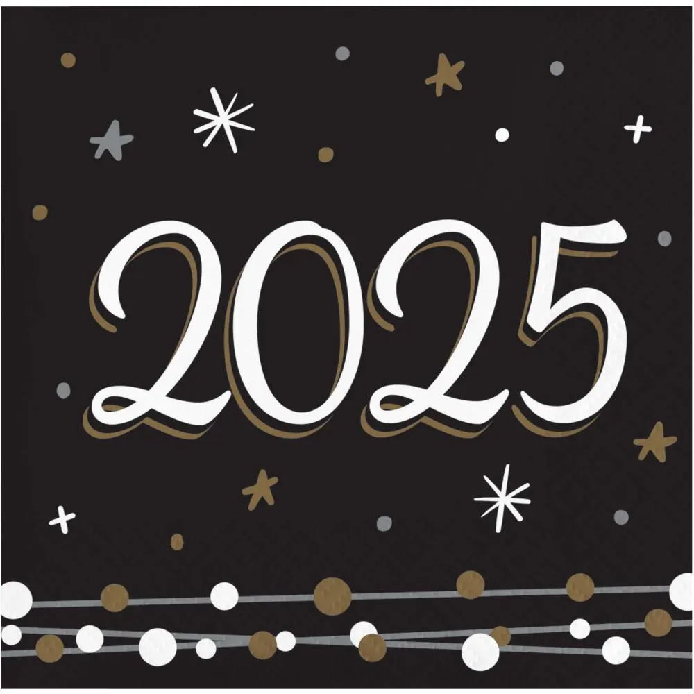 Bulk New Years Shimmer Paper Beverage Napkin (Case of 192)