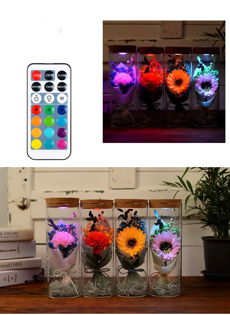 Bulk Preserved Flower in Jar with Led Lights Gifts for Her Wholesale