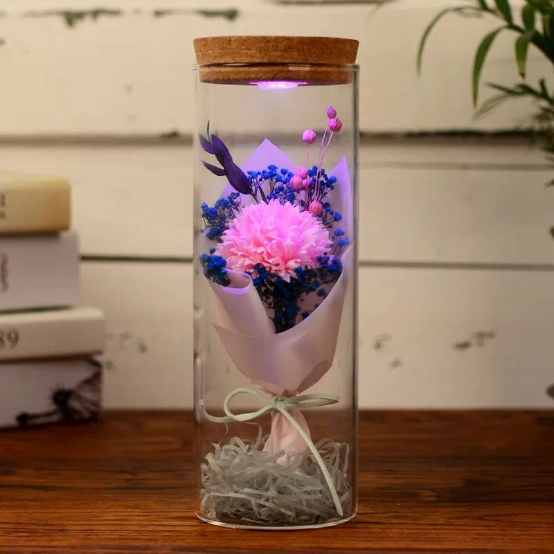 Bulk Preserved Flower in Jar with Led Lights Gifts for Her Wholesale