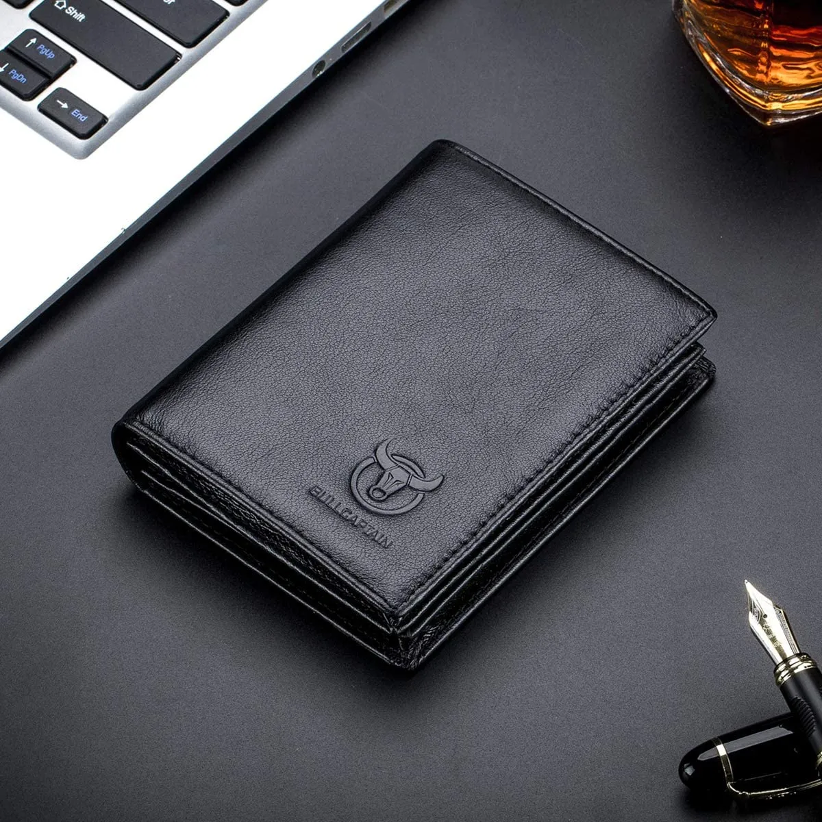 Bullcaptain Large Capacity Genuine Leather Bifold Wallet/Credit Card Holder