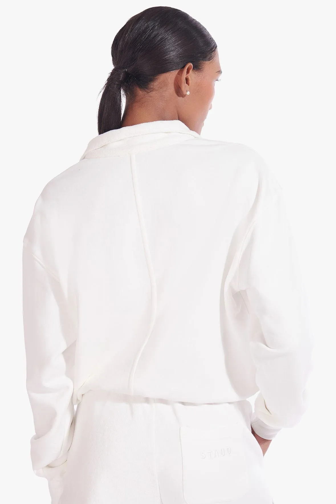 BUNGEE ZIP UP SWEATSHIRT | WHITE