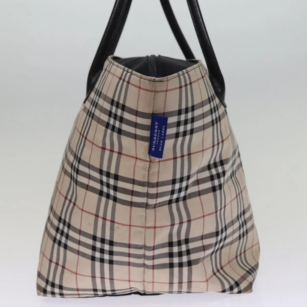 BURBERRY Nova Check Blue Label Tote Bag Nylon Beige  am6318