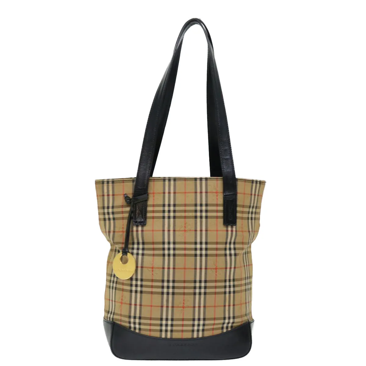 BURBERRY Nova Check Shoulder Bag Canvas Beige Black  ac2917