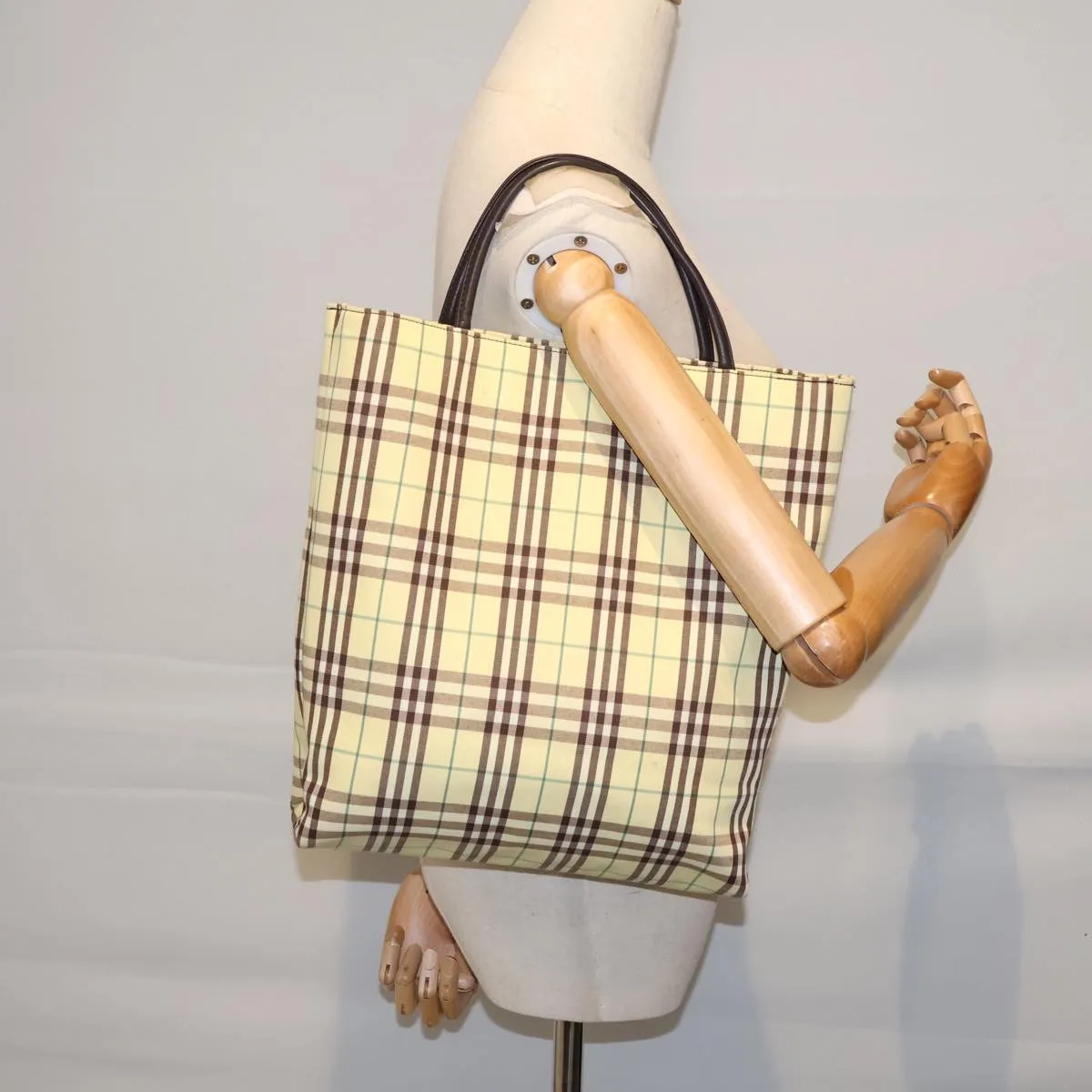 BURBERRY Nova Check Tote Bag Nylon Yellow  72168