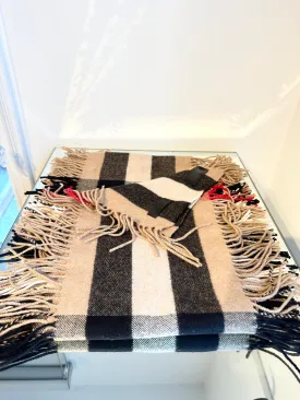 BURBERRY Prorsum Extra Long Half Mega Check Fringe Cashmere Scarf