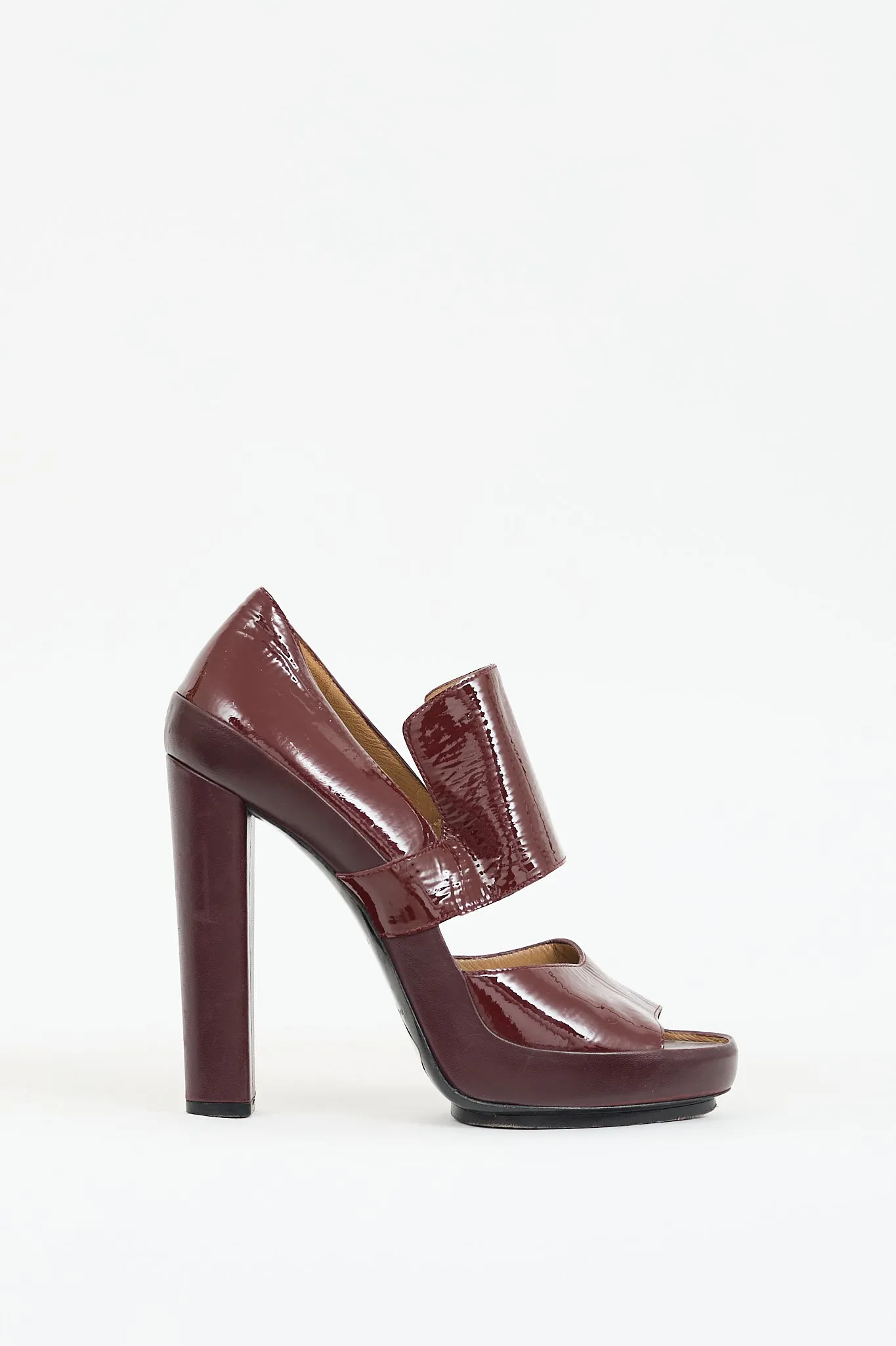 Burgundy Patent & Leather Cutout Pump