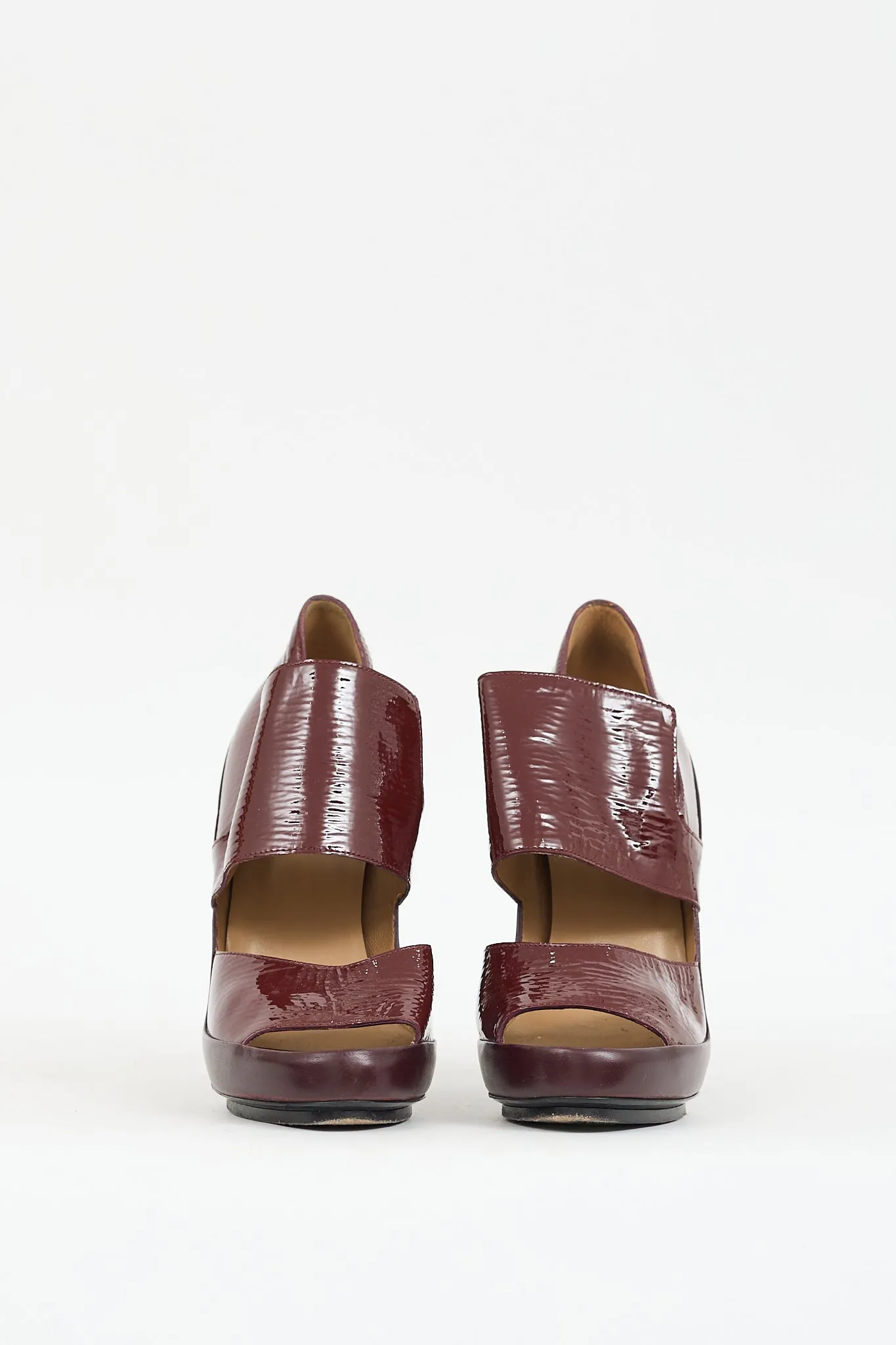 Burgundy Patent & Leather Cutout Pump