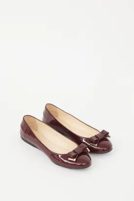 Burgundy Patent Leather Bow Ballet Flat