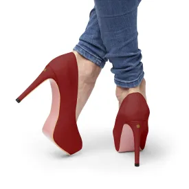 Burgundy Red High Heels, Solid Color Best Classic Women's Platform Heels (US Size: 5-11)