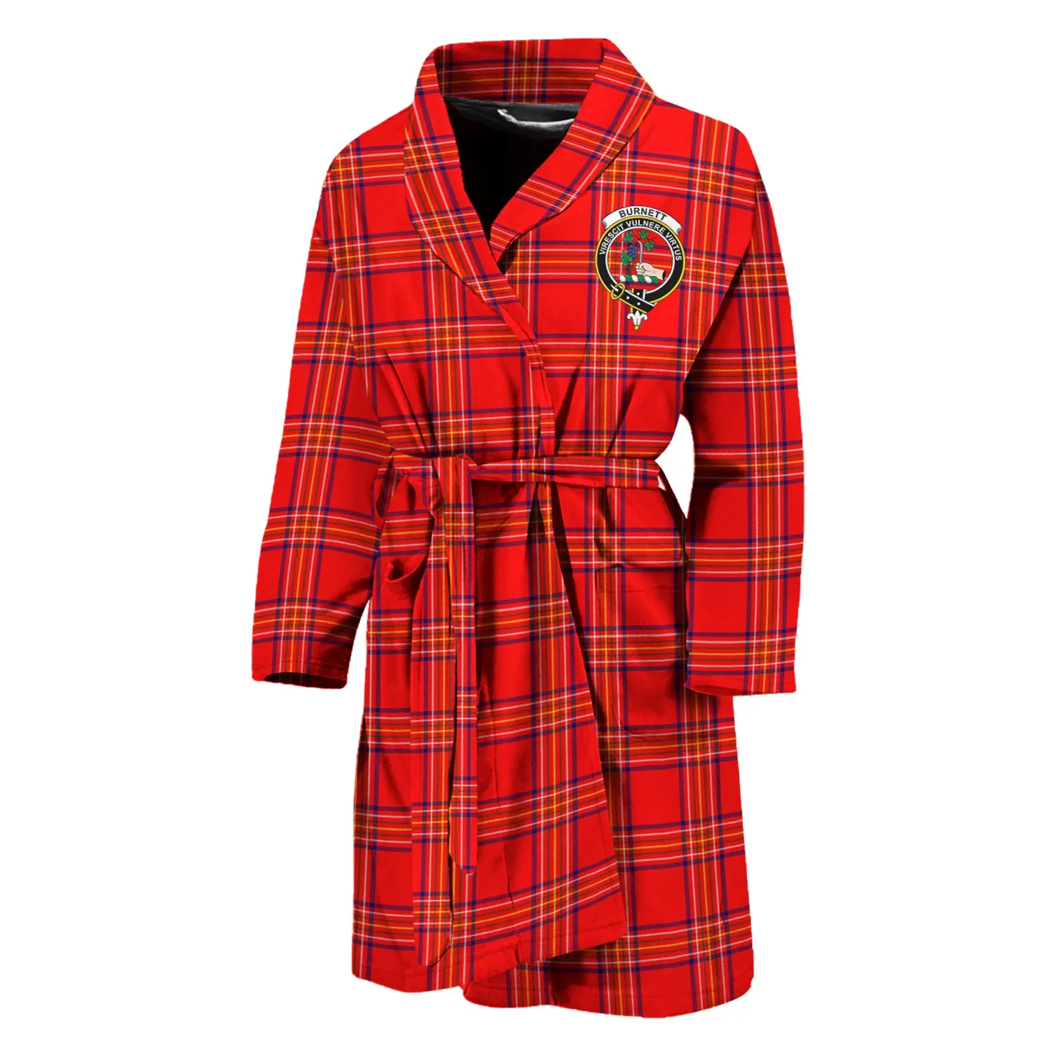 Burnett Modern Tartan Bathrobe with Family Crest